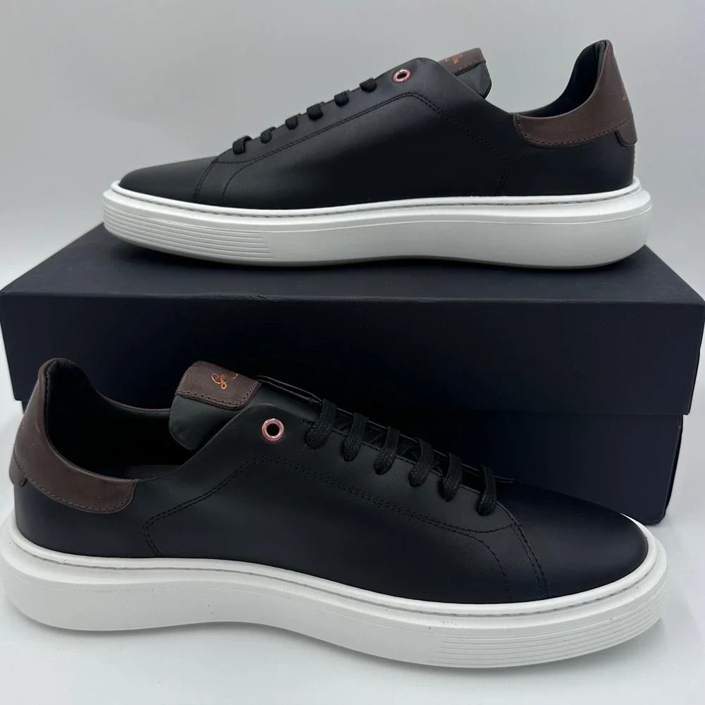 Good Man Brand Sneakers Mens 10 Black Brown Legend London Low Top Made In Italy